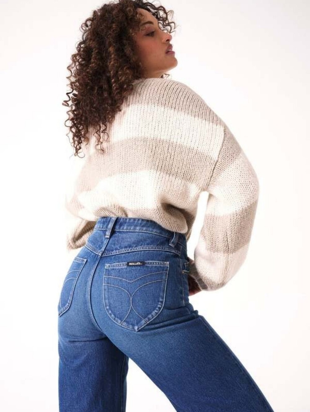 $139 ROLLA'S x Free People Weekend Mock Neck Knit Striped Sweater - Picture 4 of 8